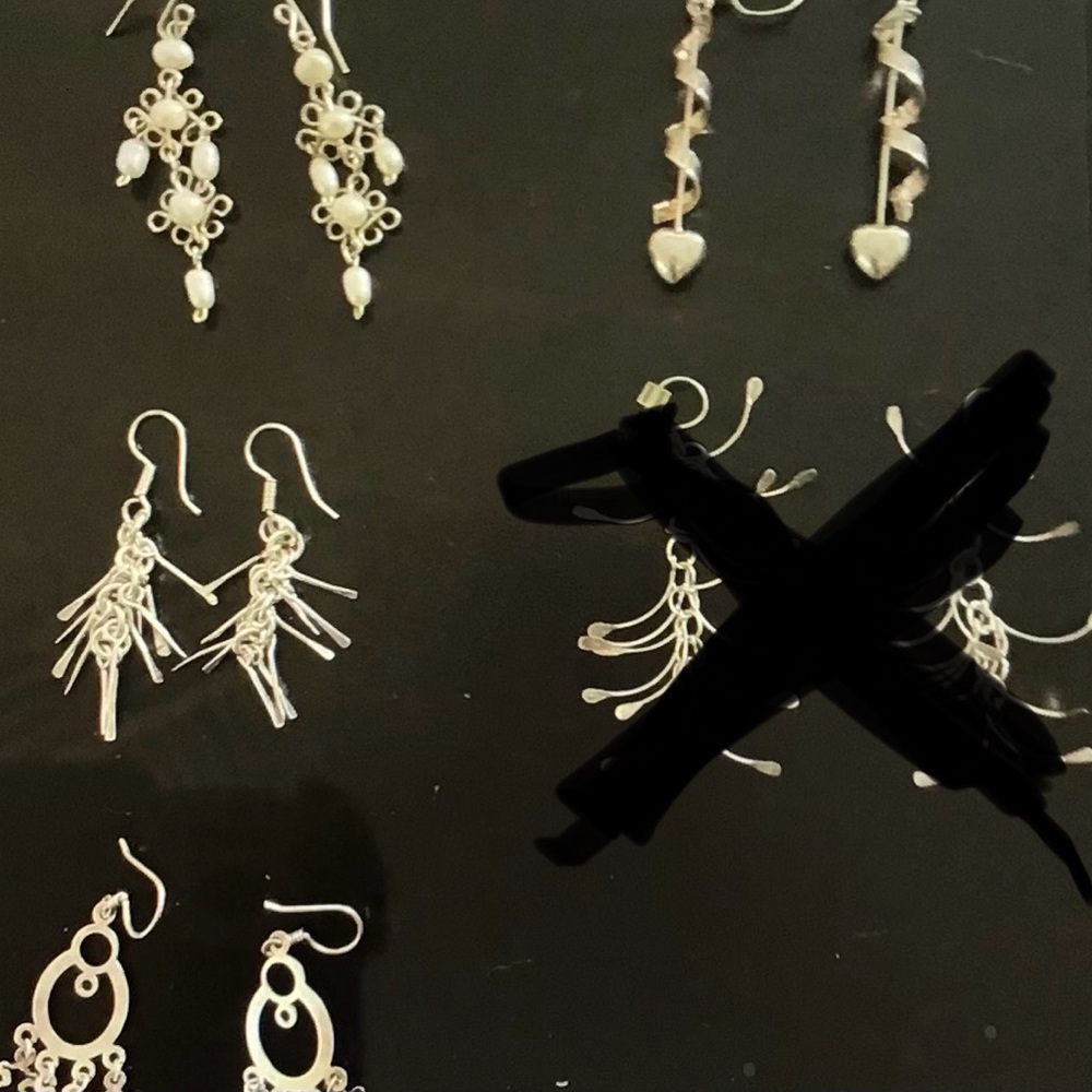 Choice of different pairs of Sterling Silver Earrings Dangle and Studs pictures